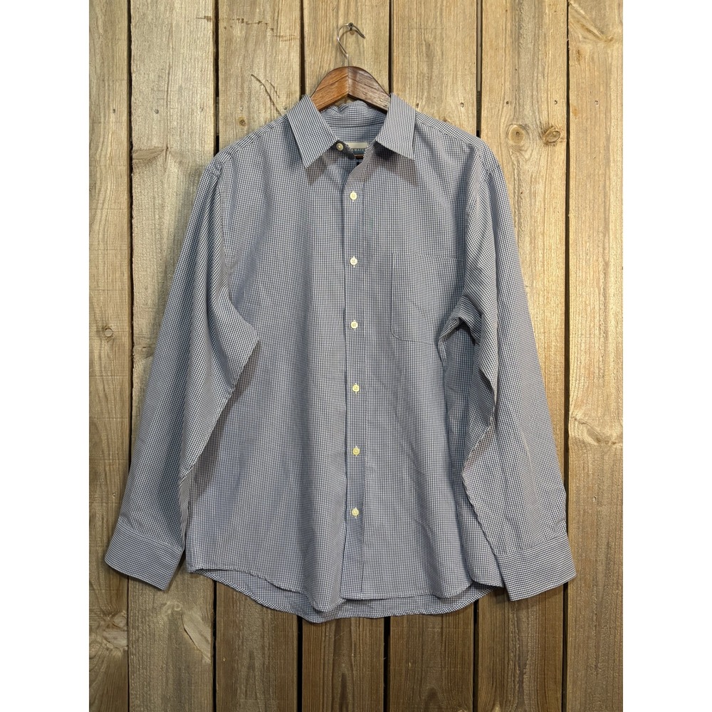 Breakwater Mens Blue White Gingham Check Button Down Shirt Large‎ F19882